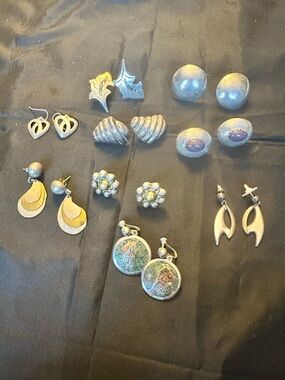 Vintage Sterling Silver Earrings Lot 94.5g – Mixed Styles, Wear or Scrap